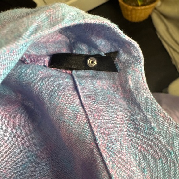 Finley Blue Linen Ruffle Sleeve Shift Dress Size Large - Picture 7 of 7